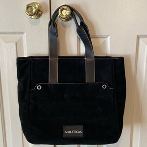 Nautica Black Suede Shoulder Tote Bag in Like New Condition